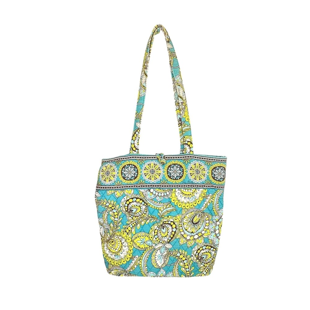 Vera Bradley Quilted "Peacock"‎ Tote Handbag Teal Blue Medium Bag